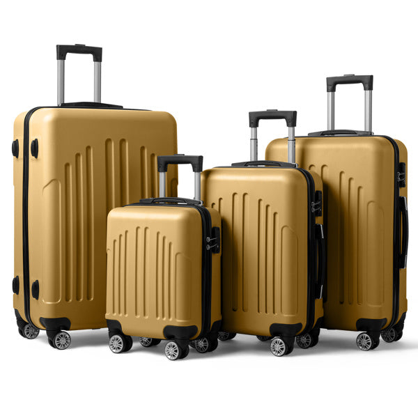 4-Piece Mustard Yellow Luggage Set - ABS Hard Shell, Double Wheels & TSA Lock - goosavvy.com