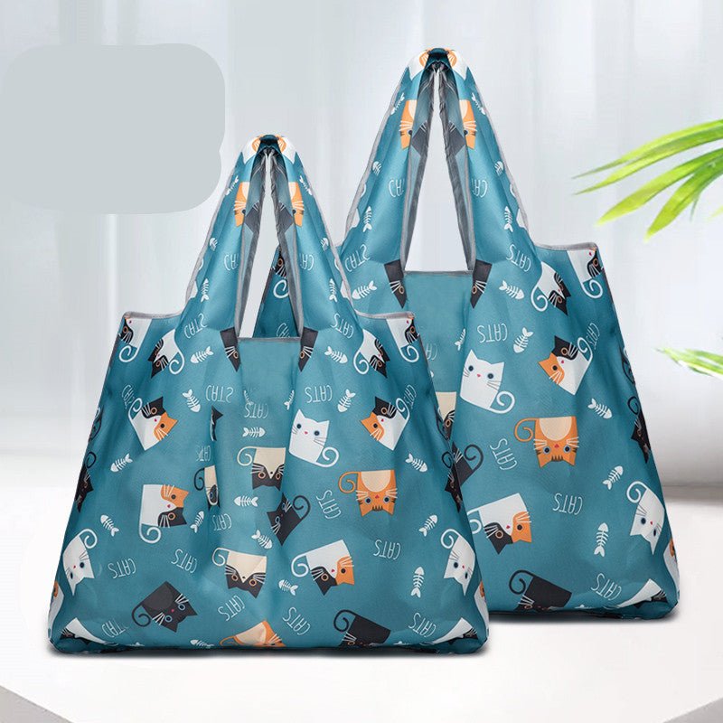 2-Pack Reusable Foldable Grocery Shopping Bags - Waterproof & Spacious Eco Bags - goosavvy.com