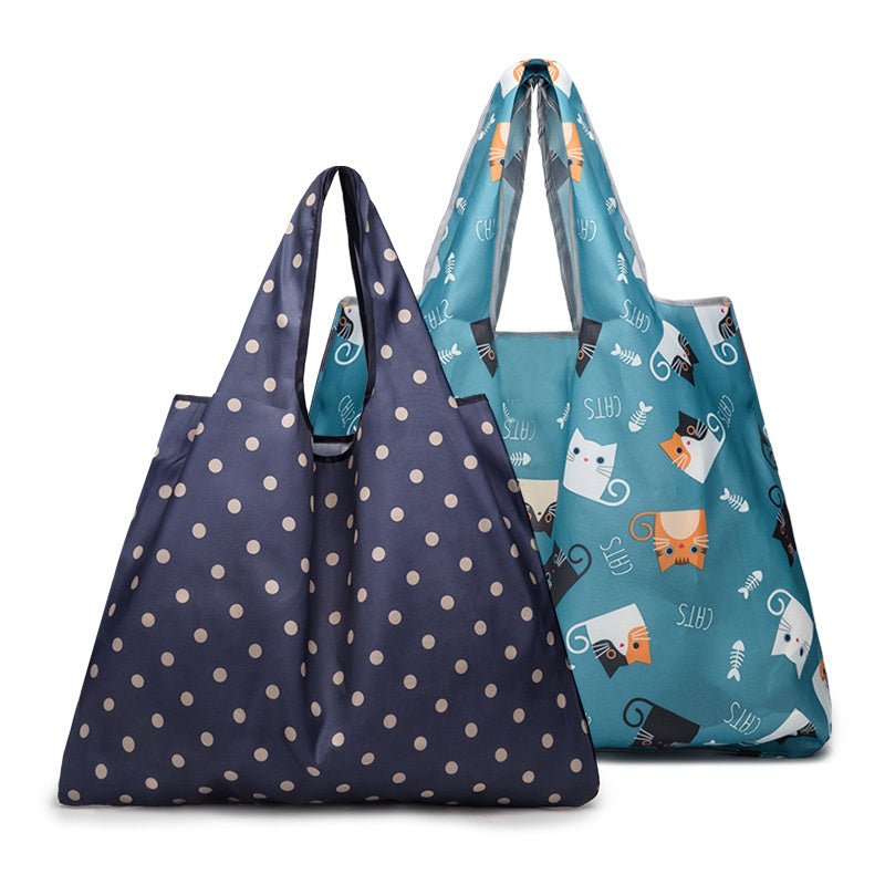 2-Pack Reusable Foldable Grocery Shopping Bags - Waterproof & Spacious Eco Bags - goosavvy.com