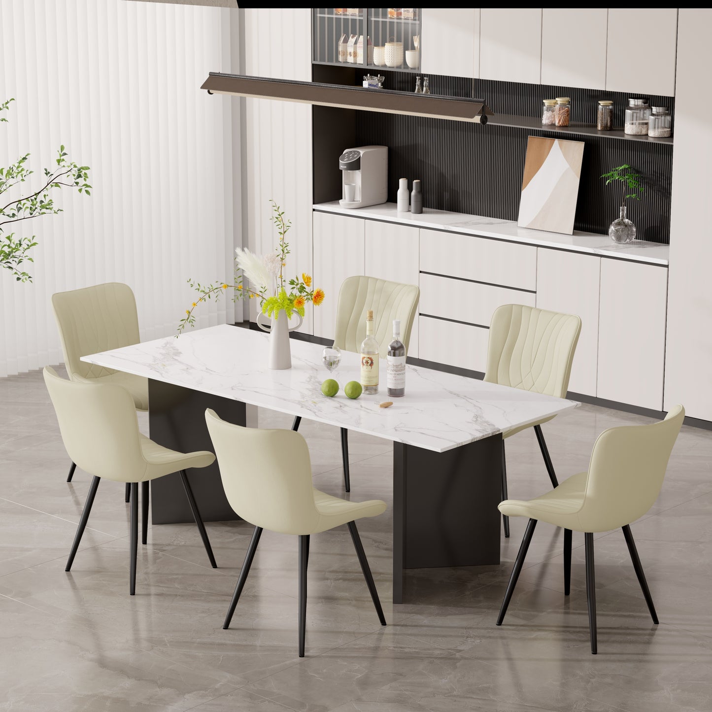 Modern PU Leather Dining Chairs Set of 2, Armless Accent Side Chairs with Sturdy Metal Legs for Dining Room, Kitchen, or Living Room