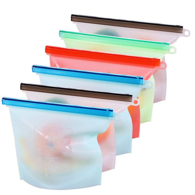 4-Pack 500ml Silicone Kitchen Storage Bags – Vacuum Sealed Food Storage for Dried Fruits, Vegetables, Meat, and More - goosavvy.com