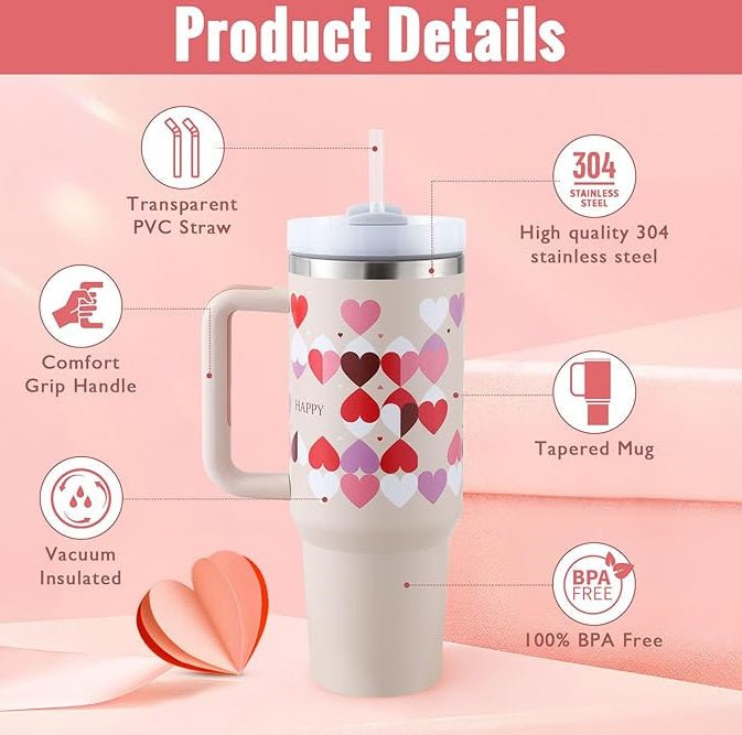 40 Oz Insulated Stainless Steel Tumbler with Handle, Straw, and Lid – Spill-Proof, Portable Coffee Cup for Car, Gym, Office, and Travel - goosavvy.com