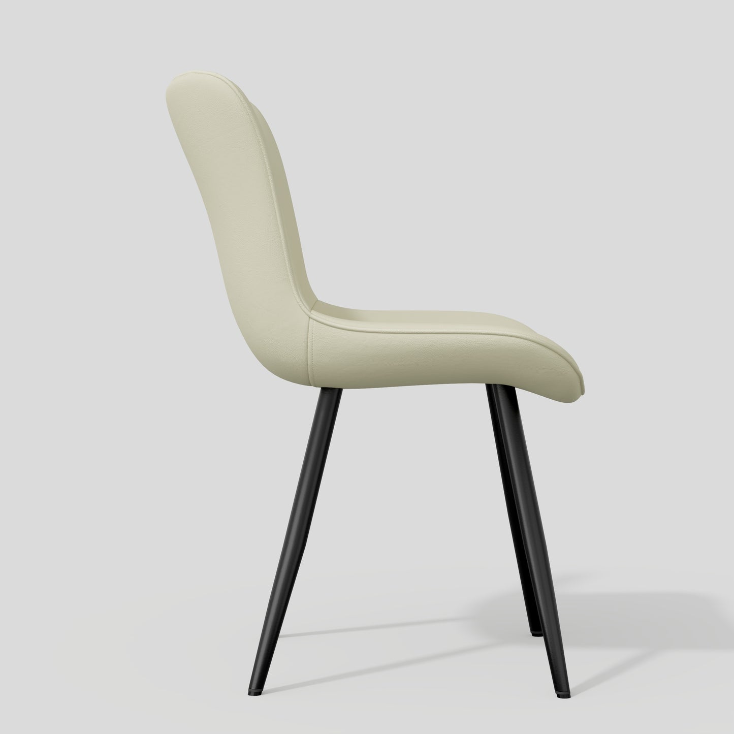 Modern PU Leather Dining Chairs Set of 2, Armless Accent Side Chairs with Sturdy Metal Legs for Dining Room, Kitchen, or Living Room