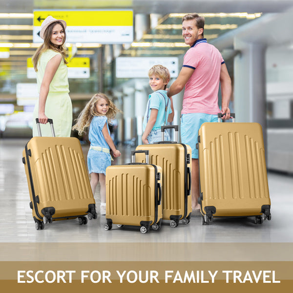 4-Piece Mustard Yellow Luggage Set - ABS Hard Shell, Double Wheels & TSA Lock - goosavvy.com