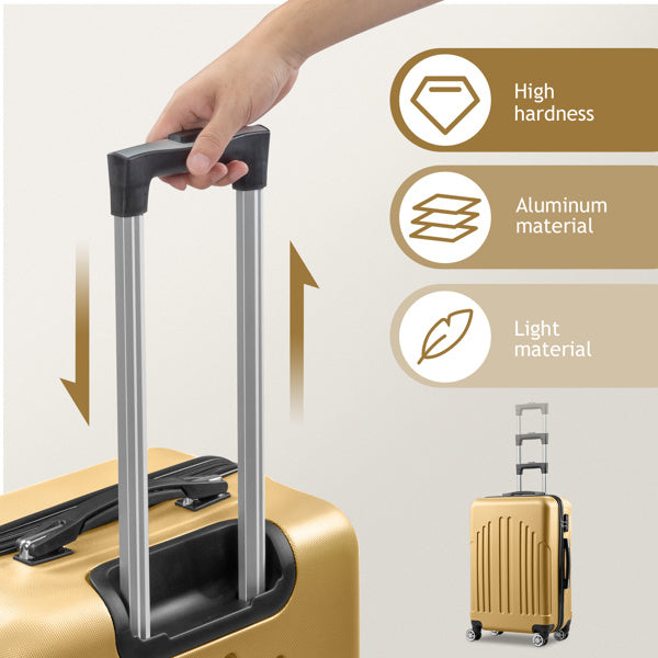 4-Piece Mustard Yellow Luggage Set - ABS Hard Shell, Double Wheels & TSA Lock - goosavvy.com