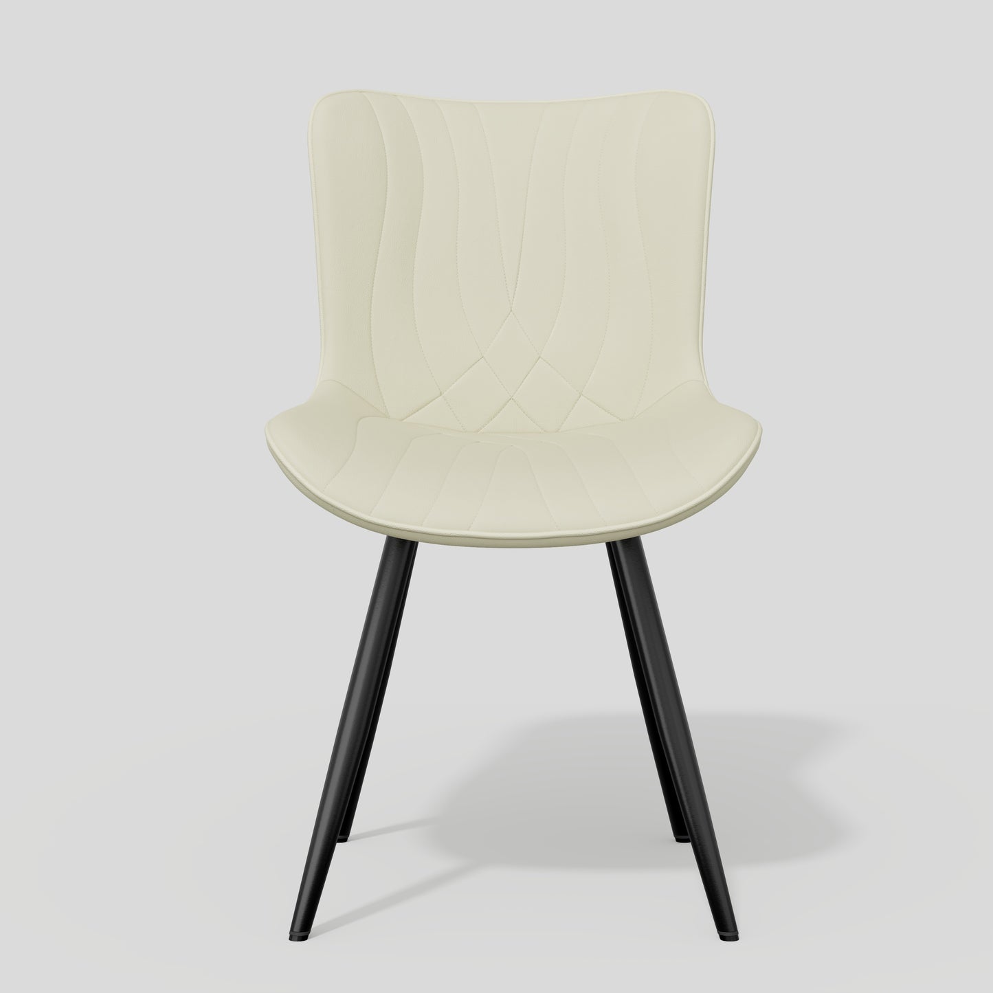 Modern PU Leather Dining Chairs Set of 2, Armless Accent Side Chairs with Sturdy Metal Legs for Dining Room, Kitchen, or Living Room