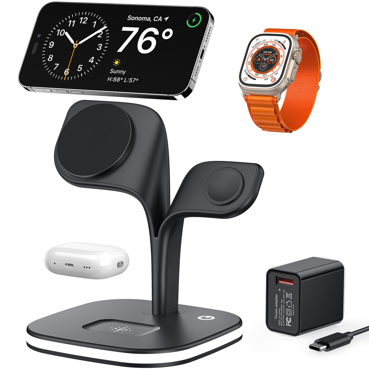5-in-1 Wireless Charging Station for MagSafe – Fast Charger for iPhone, Apple Watch, AirPods & More
