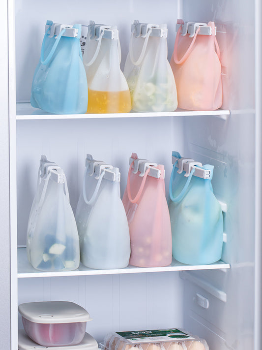 1pc Silicone Storage Bag | 500ml - 2000ml Leakproof & Sealed Ziplock Bag for Freezer and Refrigerator - goosavvy.com