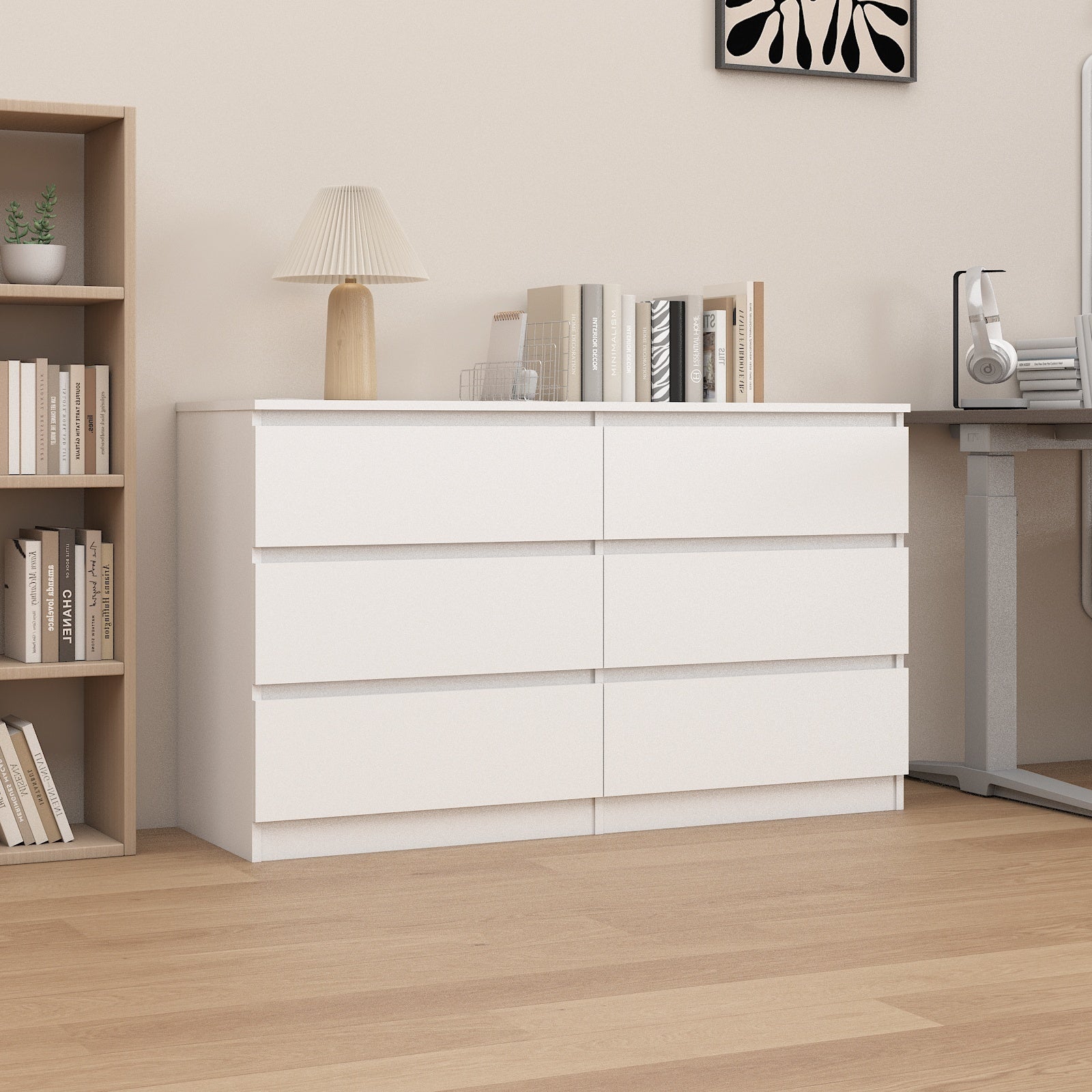 White 6-Drawer Dresser Modern Bedroom Storage Cabinet goosavvy.com White 6-Drawer Dresser Modern Bedroom Storage Cabinet goosavvy.com
