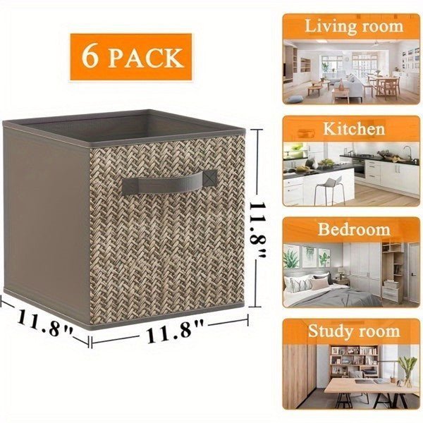 6 - piece Fabric Storage Box With Handle - goosavvy.com