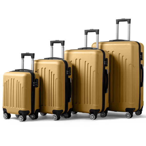 4-Piece Mustard Yellow Luggage Set - ABS Hard Shell, Double Wheels & TSA Lock - goosavvy.com