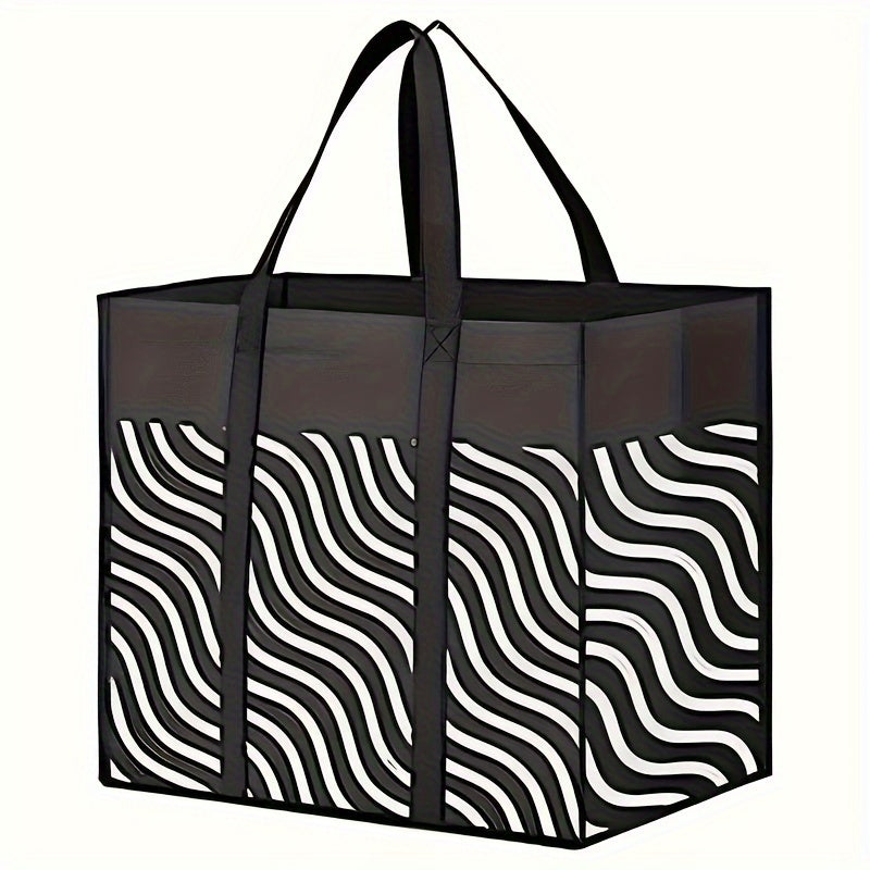 1pc Foldable Reusable Shopping Tote Bag – Water-Resistant & Heavy-Duty for Groceries – Reinforced Handles, Choose from 4 Stylish Patterns