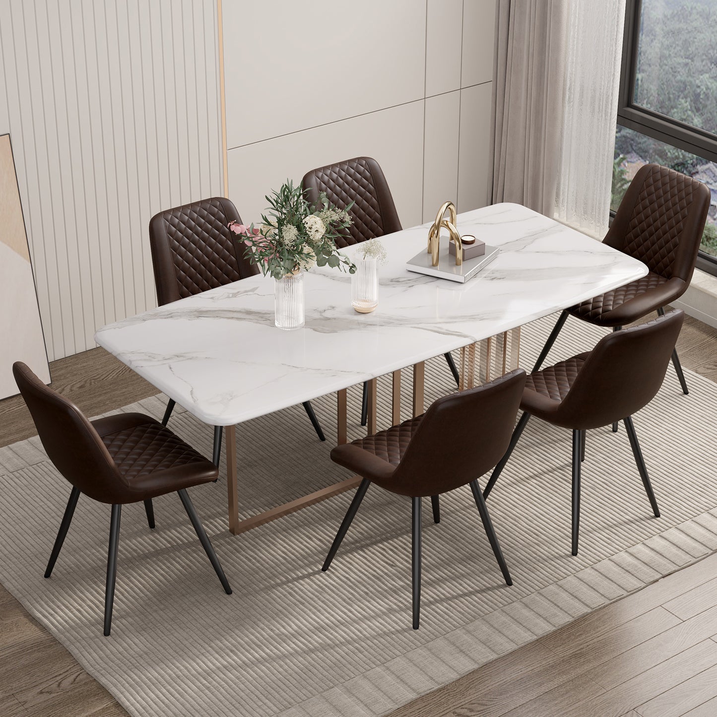 Set of 2 Modern PU Leather Dining Chairs with Metal Legs – Ergonomic & Upholstered Kitchen Chairs for Dining Room or Office