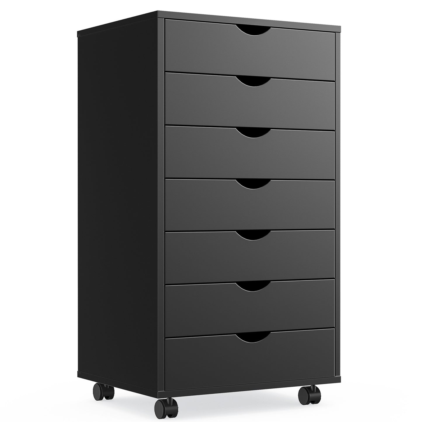 5 or 7 Drawer Wood File Cabinet with Wheels – Modern Dresser Organizer for Office & Home, White