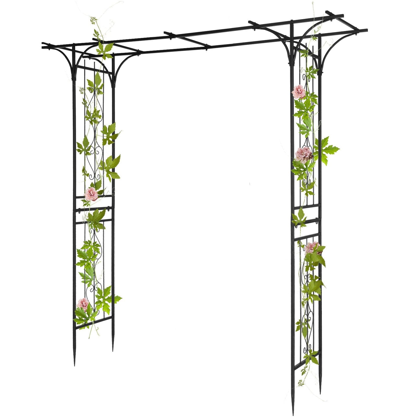 7ft Black Iron Garden Arch – Flat Top Trellis for Climbing Plants - goosavvy.com