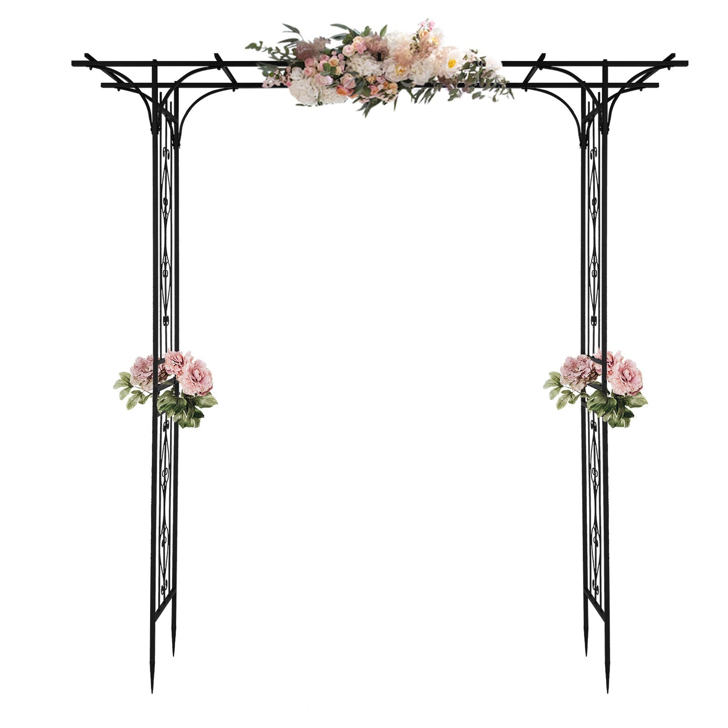 7ft Black Iron Garden Arch – Flat Top Trellis for Climbing Plants - goosavvy.com