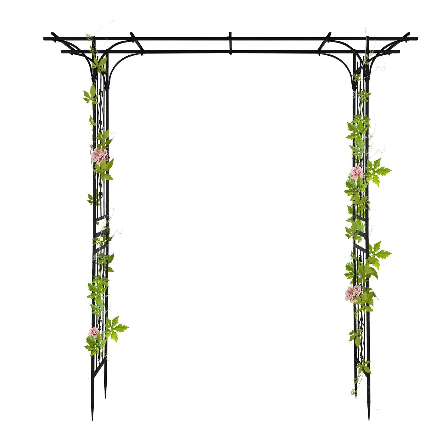 7ft Black Iron Garden Arch – Flat Top Trellis for Climbing Plants - goosavvy.com