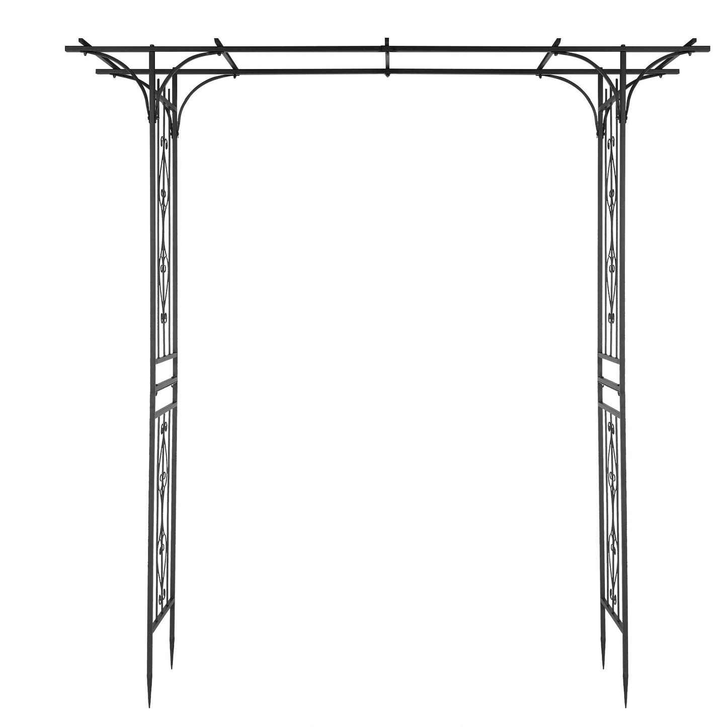 7ft Black Iron Garden Arch – Flat Top Trellis for Climbing Plants - goosavvy.com