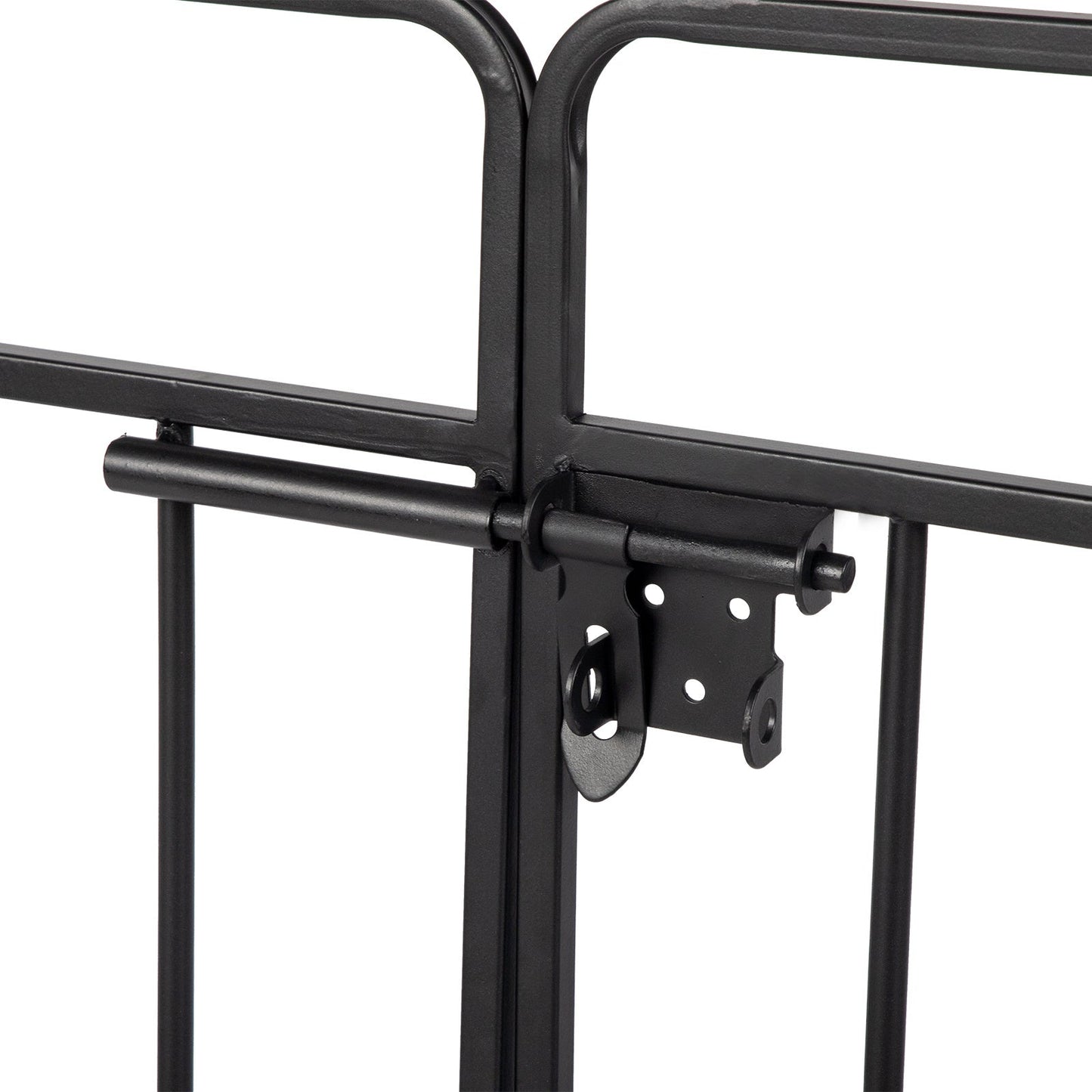 7ft Black Wrought Iron Garden Arch with Double Deck, Door & Rounded Roof - goosavvy.com