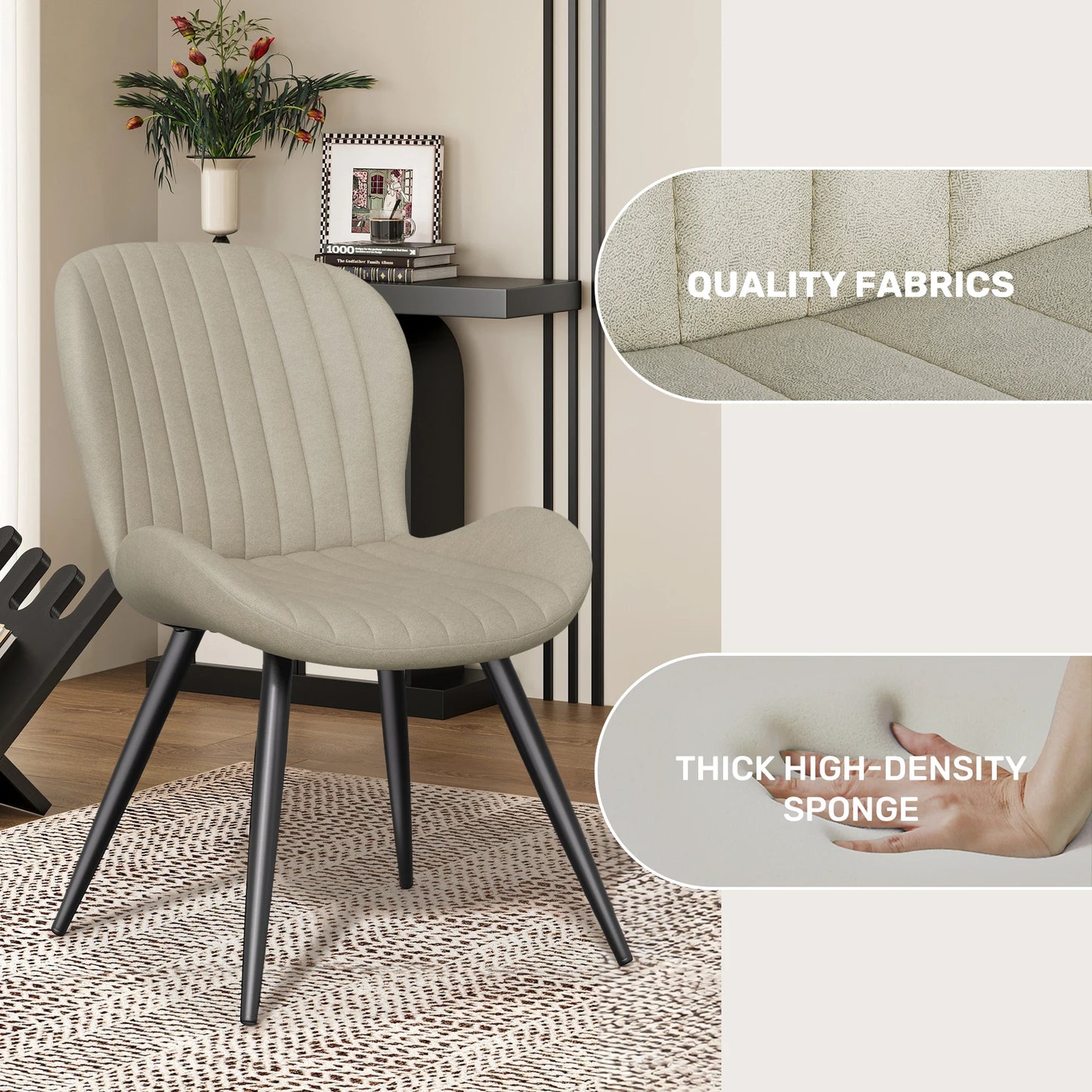 Set of 2 Modern Upholstered Dining Chairs with Cushions – Ergonomic & Durable Seating for Dining Room or Kitchen