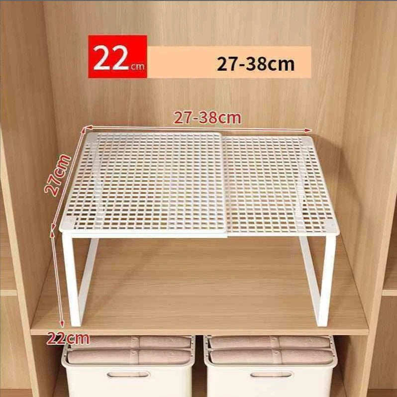 Expandable Metal Closet Shelf Organizer – Stackable, Black or White