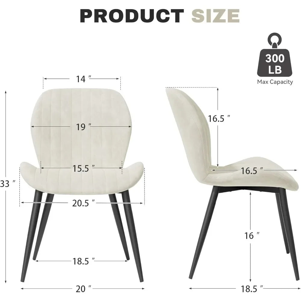 Set of 4 Modern Upholstered Dining Chairs with Cushions, Fabric Accent Chairs
