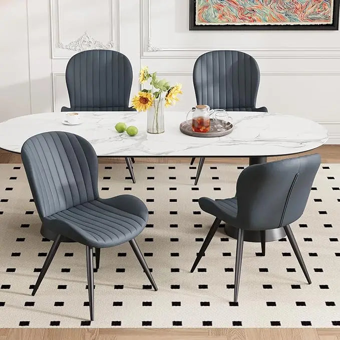 Set of 4 Modern Upholstered Dining Chairs with Cushions, Fabric Accent Chairs
