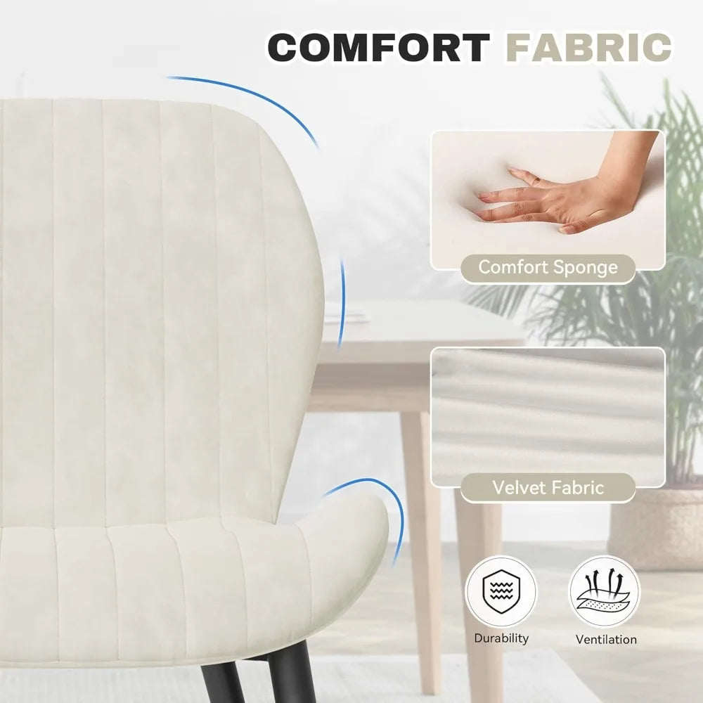 Set of 4 Modern Upholstered Dining Chairs with Cushions, Fabric Accent Chairs