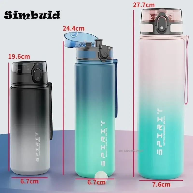 Gradient Sports Water Bottle with Straw and Strap – Leakproof Plastic Hydration Bottle for Gym, Travel & Outdoor Use (500ml / 650ml / 1000ml)
