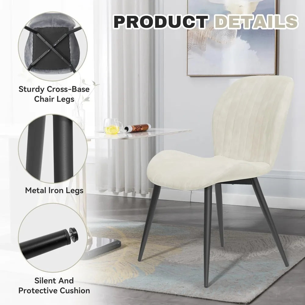 Set of 4 Modern Upholstered Dining Chairs with Cushions, Fabric Accent Chairs