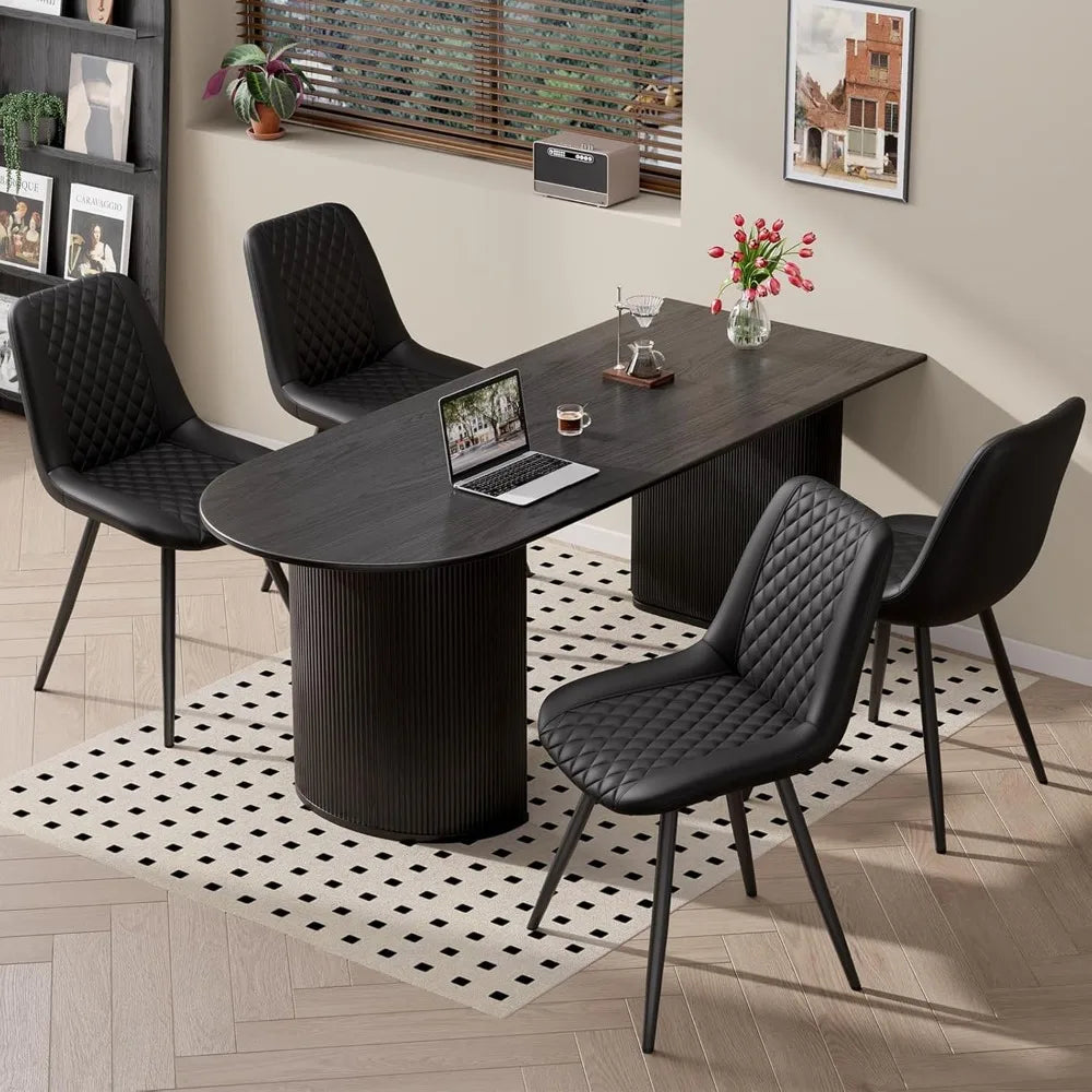 Set of 4 Modern PU Leather Dining Chairs with Metal Legs – Ergonomic & Upholstered Kitchen Chairs for Dining Room or Office