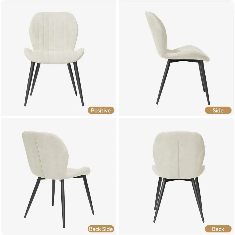 Set of 4 Modern Upholstered Dining Chairs with Cushions, Fabric Accent Chairs