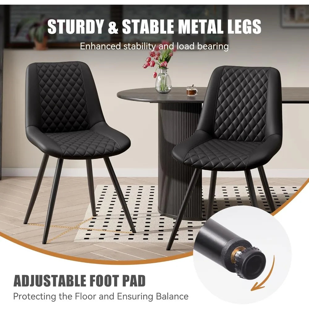Set of 4 Modern PU Leather Dining Chairs with Metal Legs – Ergonomic & Upholstered Kitchen Chairs for Dining Room or Office