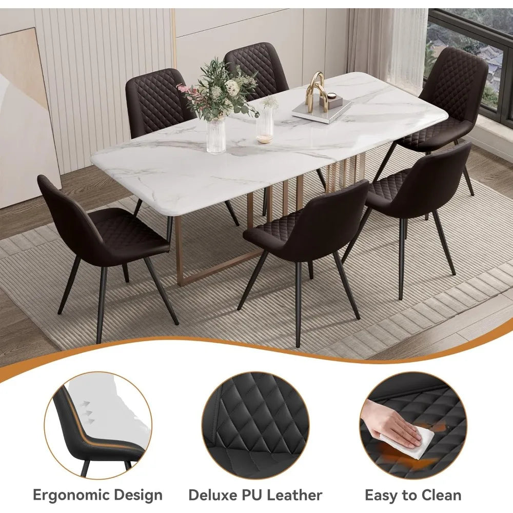 Set of 4 Modern PU Leather Dining Chairs with Metal Legs – Ergonomic & Upholstered Kitchen Chairs for Dining Room or Office