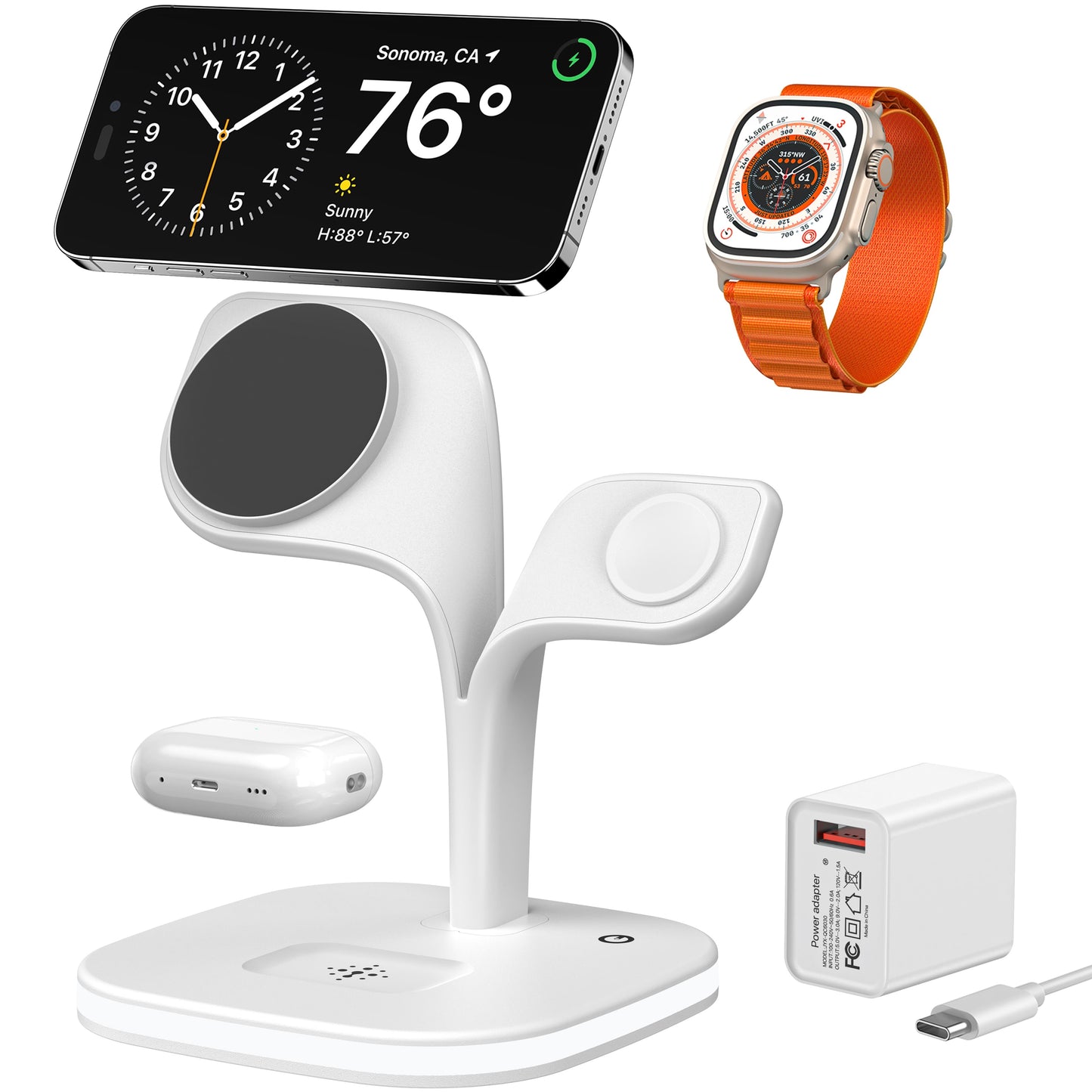 5-in-1 Wireless Charging Station for MagSafe – Fast Charger for iPhone, Apple Watch, AirPods & More