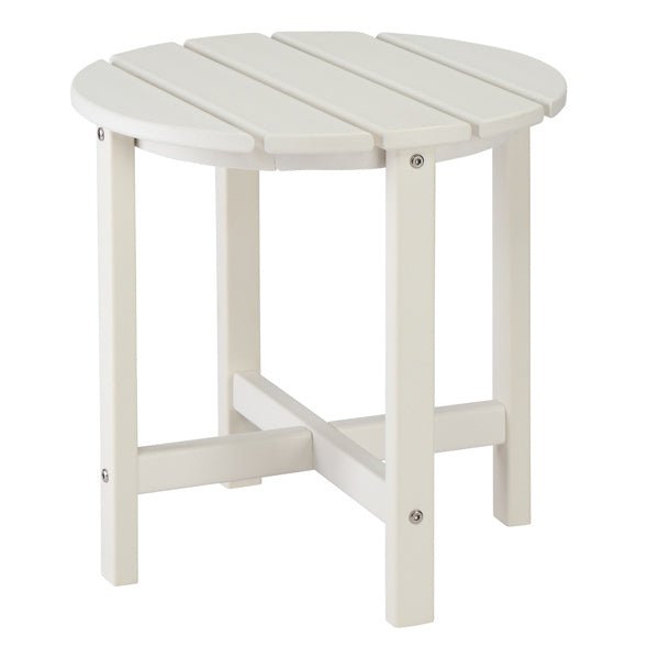 All - Weather White Round Outdoor Side Table – Poly Lumber Patio End Table - goosavvy.com
