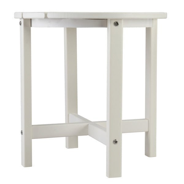 All - Weather White Round Outdoor Side Table – Poly Lumber Patio End Table - goosavvy.com
