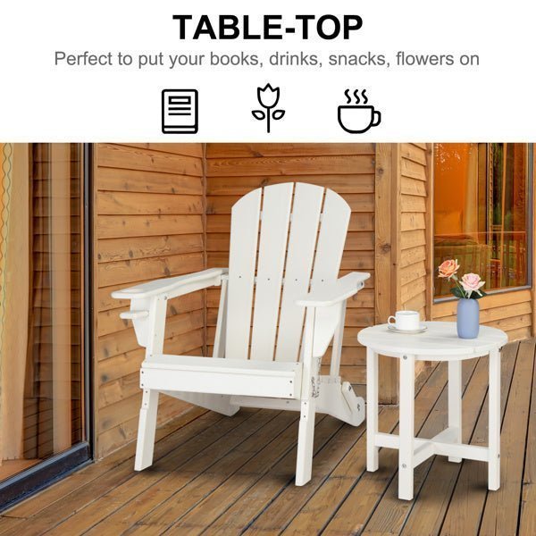 All - Weather White Round Outdoor Side Table – Poly Lumber Patio End Table - goosavvy.com