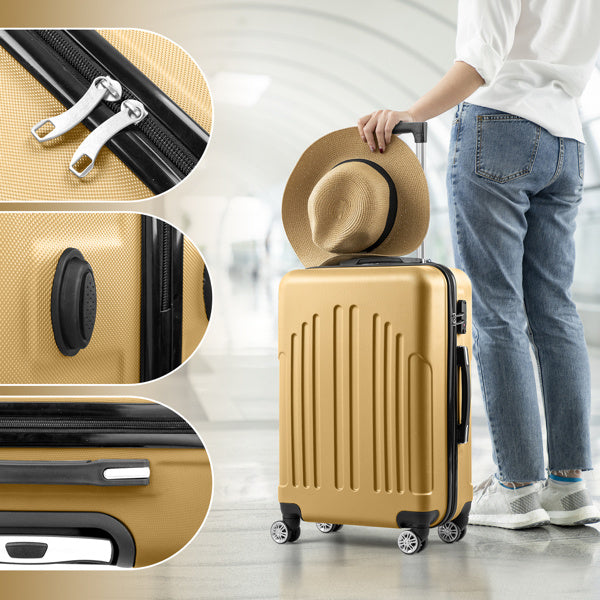 4-Piece Mustard Yellow Luggage Set - ABS Hard Shell, Double Wheels & TSA Lock - goosavvy.com