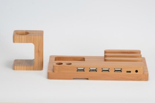 Bamboo Phone, Tablet & Apple Watch Desk Organizer and Charging Dock - goosavvy.com