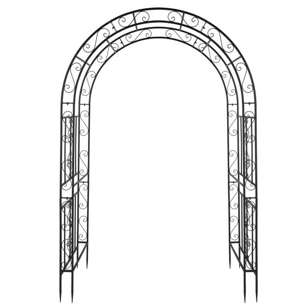 Black Double - Layer Iron Garden Arch, Sturdy Metal Trellis for Climbing Plants - goosavvy.com
