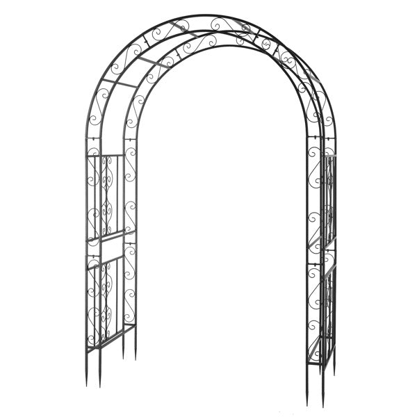 Black Double - Layer Iron Garden Arch, Sturdy Metal Trellis for Climbing Plants - goosavvy.com