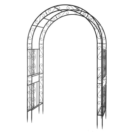 Black Double - Layer Iron Garden Arch, Sturdy Metal Trellis for Climbing Plants - goosavvy.com