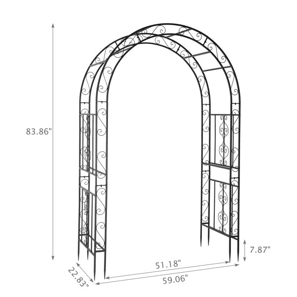 Black Double - Layer Iron Garden Arch, Sturdy Metal Trellis for Climbing Plants - goosavvy.com