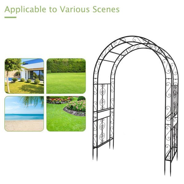 Black Double - Layer Iron Garden Arch, Sturdy Metal Trellis for Climbing Plants - goosavvy.com