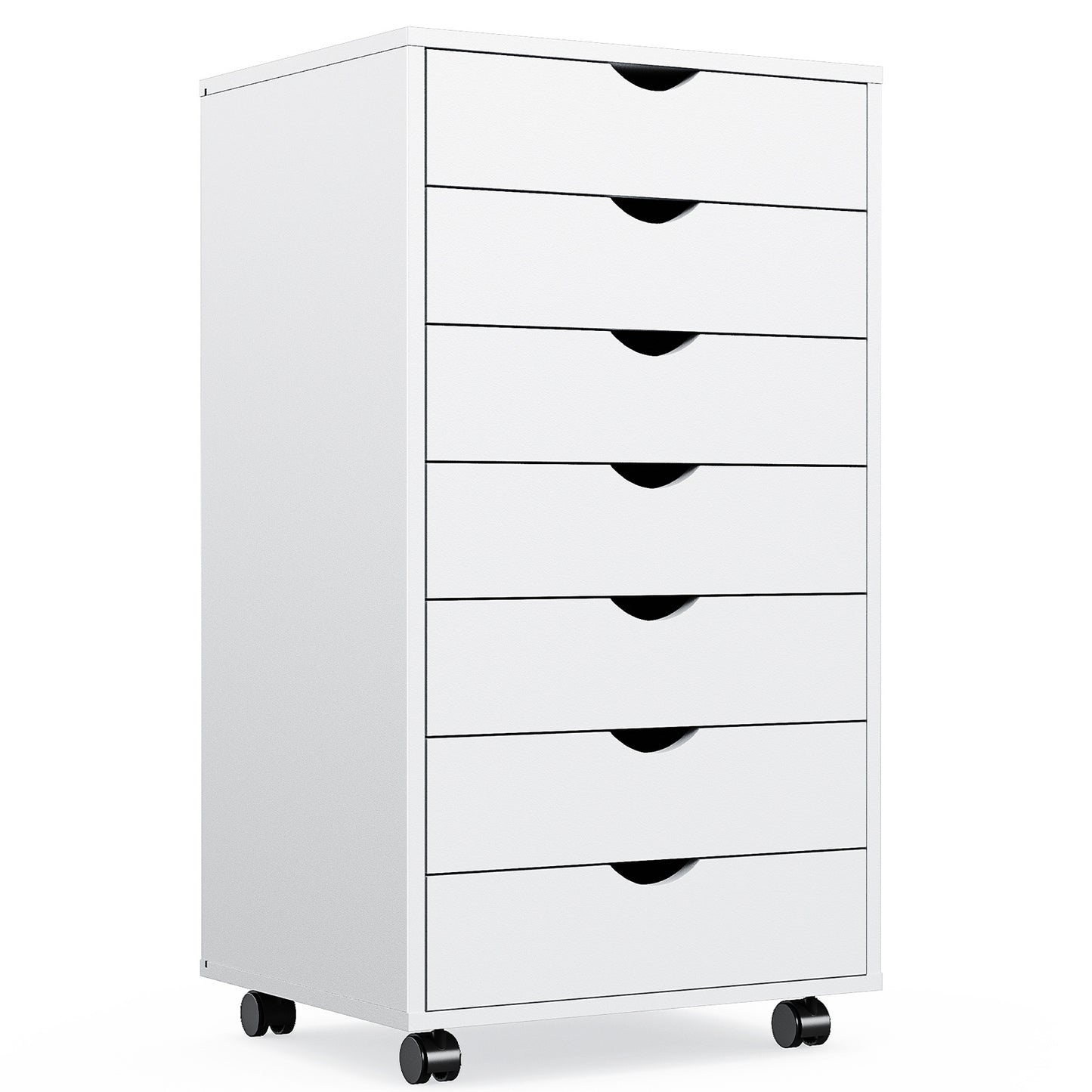 5 or 7 Drawer Wood File Cabinet with Wheels – Modern Dresser Organizer for Office & Home, White
