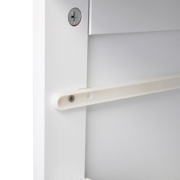 White Wooden Floor Cabinet with 4 Drawers – Freestanding Storage Organizer for Bathroom, Kitchen, Bedroom, or Entryway