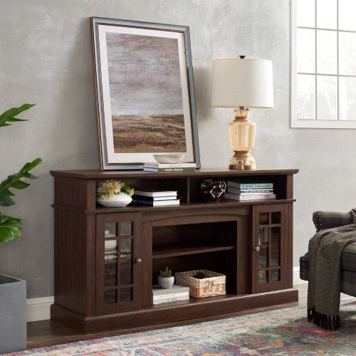 Classic 65" TV Stand Entertainment Console with Open & Closed Storage, Espresso, 58.25” Wide - goosavvy.com