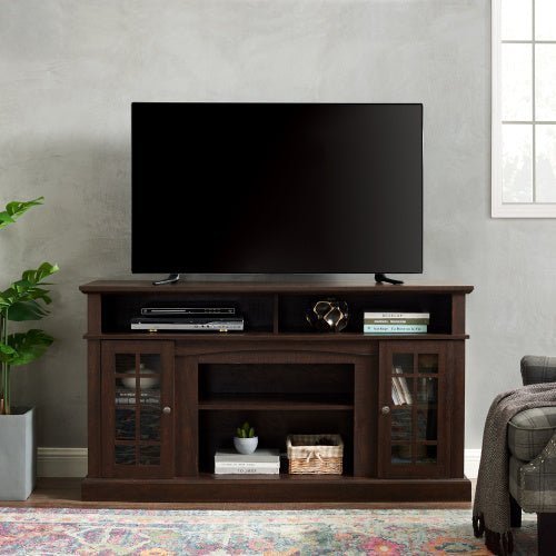 Classic 65" TV Stand Entertainment Console with Open & Closed Storage, Espresso, 58.25” Wide - goosavvy.com