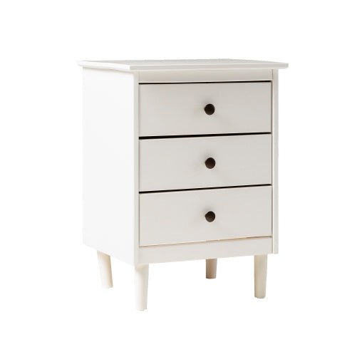 Classic White 3 - Drawer Nightstand – Solid Pine Wood Bedside Table - goosavvy.com